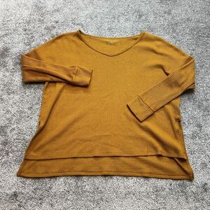 American Eagle Sweater Womens XS Relaxed Fit Golden Yellow Waffle Knit Pullover